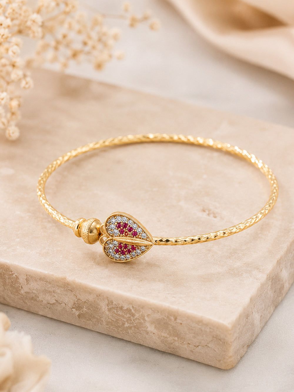 Amora Gold Plated American Diamond Heart Bracelet