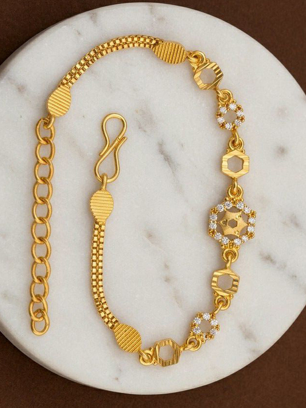 Aurex Gold Plated Cubic Zirconia Geometric Link Bracelet