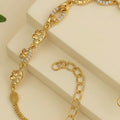 Elara Gold Plated Cubic Zirconia Floral Link Bracelet