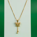 Flutter Gold Plated American Diamond Butterfly Pendant Chain Necklace