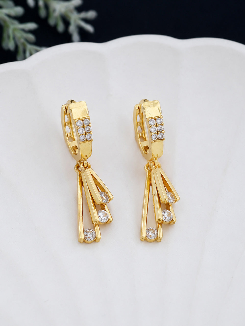 Astra Gold Plated American Diamond Cascade Drop Earrings