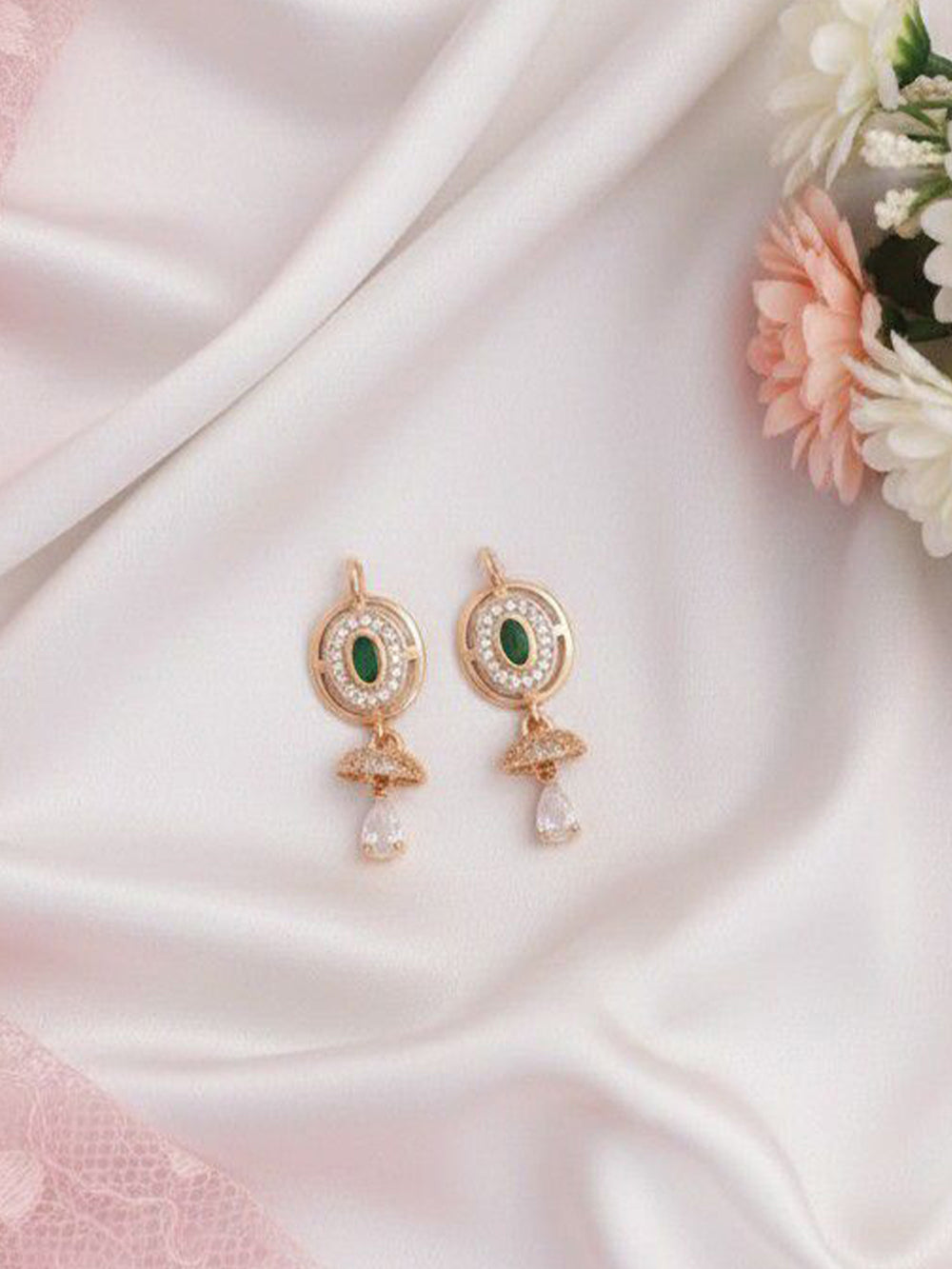 Elara Gold Plated American Diamond Teardrop Drop Earrings