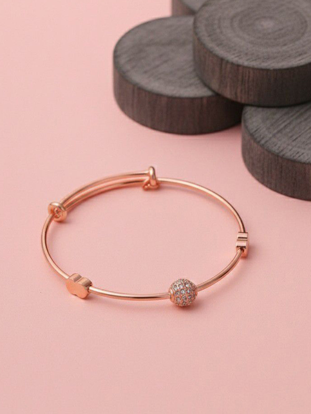 Celeste Rose Gold Plated American Diamond Adjustable Bracelet