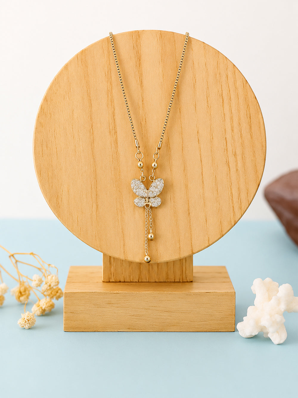 Aurelia Gold Plated American Diamond Butterfly Pendant Necklace