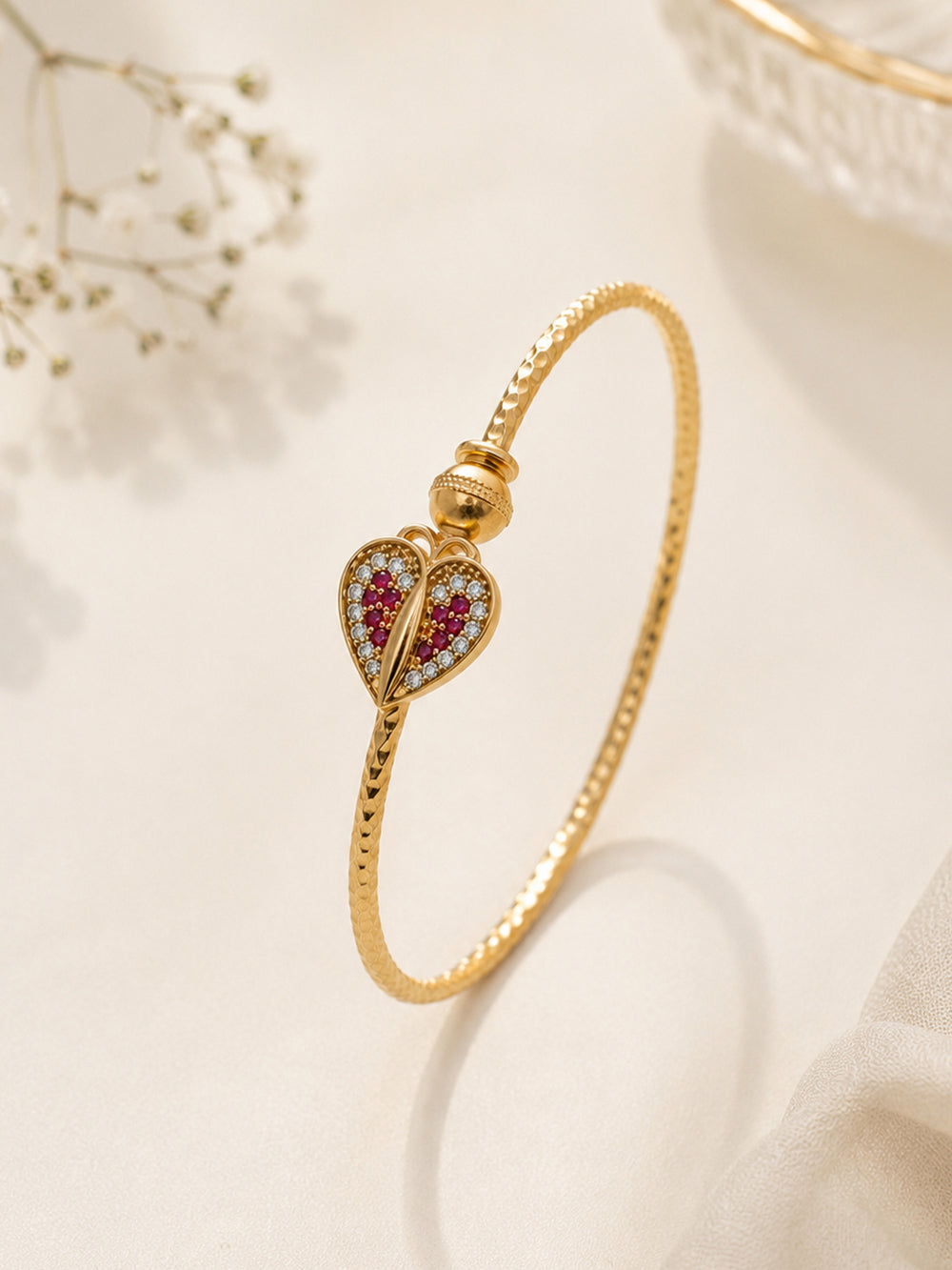 Amora Gold Plated American Diamond Heart Bracelet