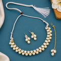 Noor Gold Polish Crystal & Pearl Choker Necklace Set