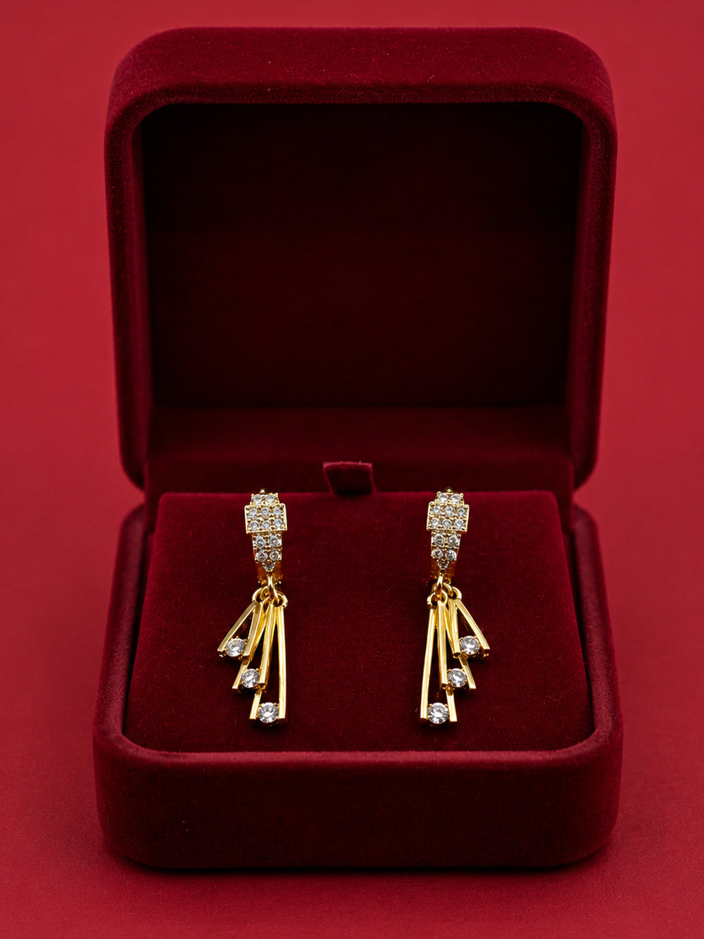 Celestia Gold Plated American Diamond Latkan Drop Earrings