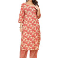 Peach Floral Printed Kurta with Striped Palazzo Pants