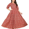 Rust Red Geometric Printed Tiered Maxi Dress with Open Back