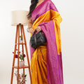 Mustard Yellow & Magenta Purple Soft Silk Saree with Rich Zari Border