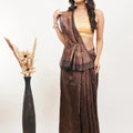 Coffee Brown Soft Silk Saree with Rich Copper Zari Border